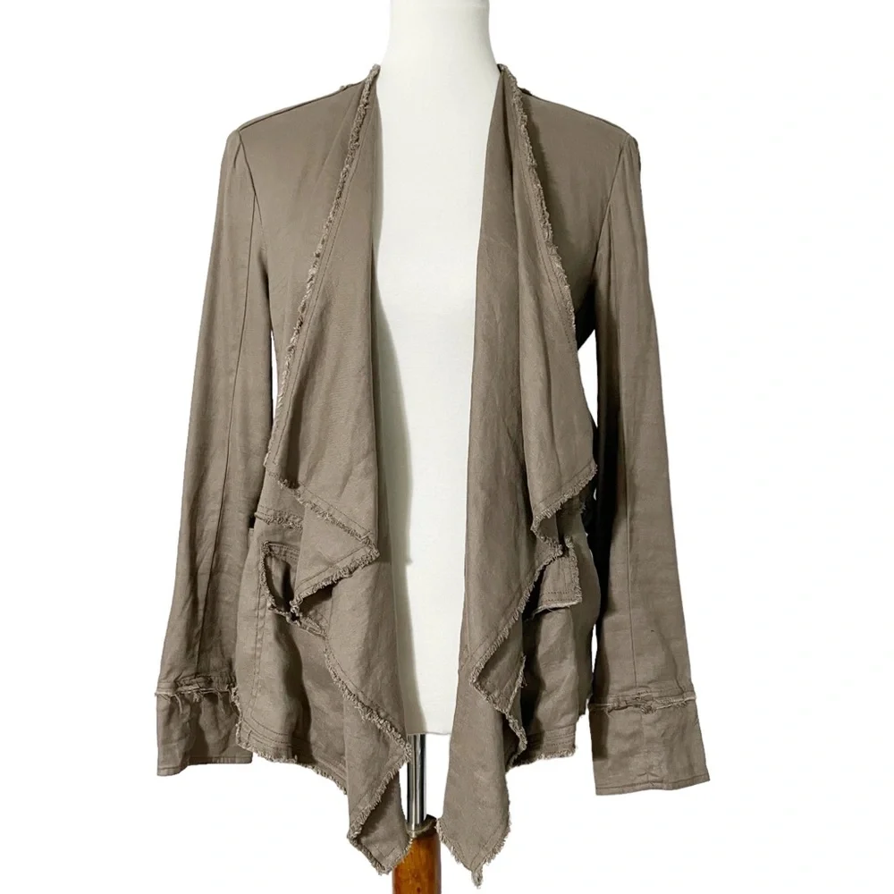 Free‎ People Raw Hem Femme Linen Waterfall Jacket